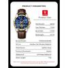 POEDAGAR Luxus-Armbanduhr für Herren Sport Leder Quarz-Uhr Wasserdicht Leuchtend Chronograph Uhren Männliche Uhr Reloj+Box
