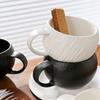 300ml Vintage Egg Cup  Large Capacity Frosted Coffee Cup  Ceramic Cup  Dish  Cappuccino Latte  Hand-held Cup Water Cup