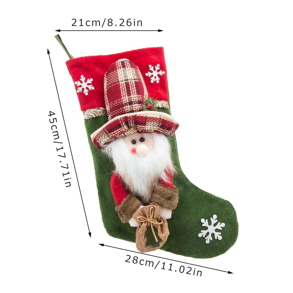 Christmas Stockings For Kids Reusable 3D Doll Decor Christmas Treat Bags For Family Kids Women Candy Fireplace Mantel Holiday