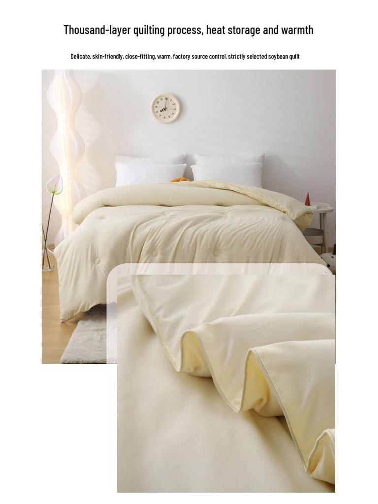 Cotton Soybean Fiber Quilt: All-Season Cozy Comfort for Spring, Autumn, and Winter - Ideal for Students and Air Conditioning Use