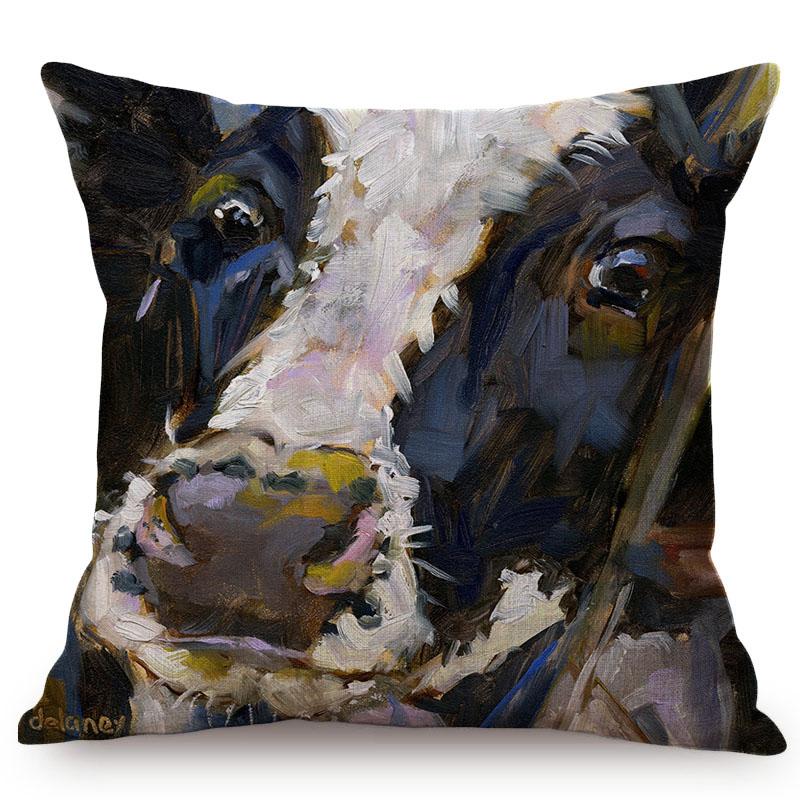 Nordische Hochlandfarmtier Kuh 3D Ölgemälde Kunst Heimdekor Sofa Überwurf Kissenbezug Museum Galerie Dekor Kissenbezug