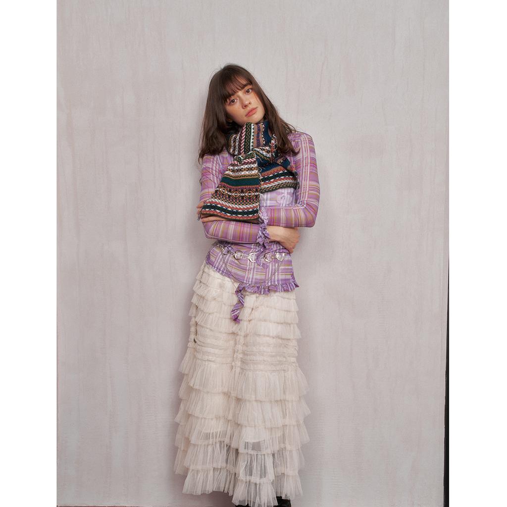 1Pc Multi-Color Graphic Fair Isle Wool Knitted Scarf With Tassels, Soft, Cold-Resistant, Versatile Neck Warmer
