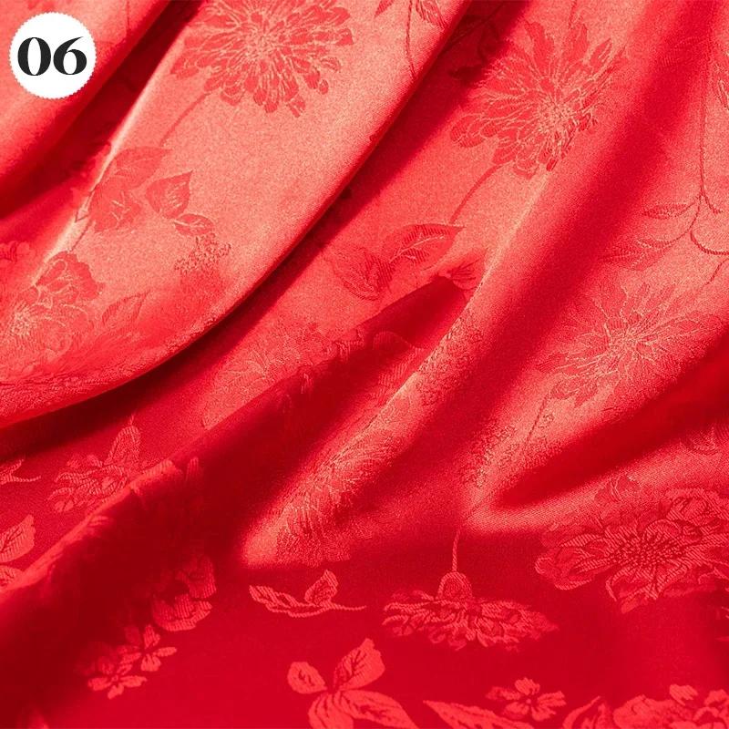 Vintage Kyselina octová Saténová látka Měkký vzor květinových větví Žakárová látka na Oblečení Šaty Sukni Cheongsam DIY Šití Textil