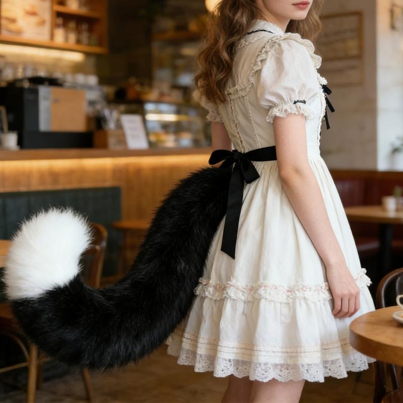 Fuchsschwanz, Kunstpelz Wolf Füchse Katzen Schwanz Kostüm Halloween Cosplay Kostüm Verstellbar Pelzig Fuchsschwanz Erwachsene Kinder