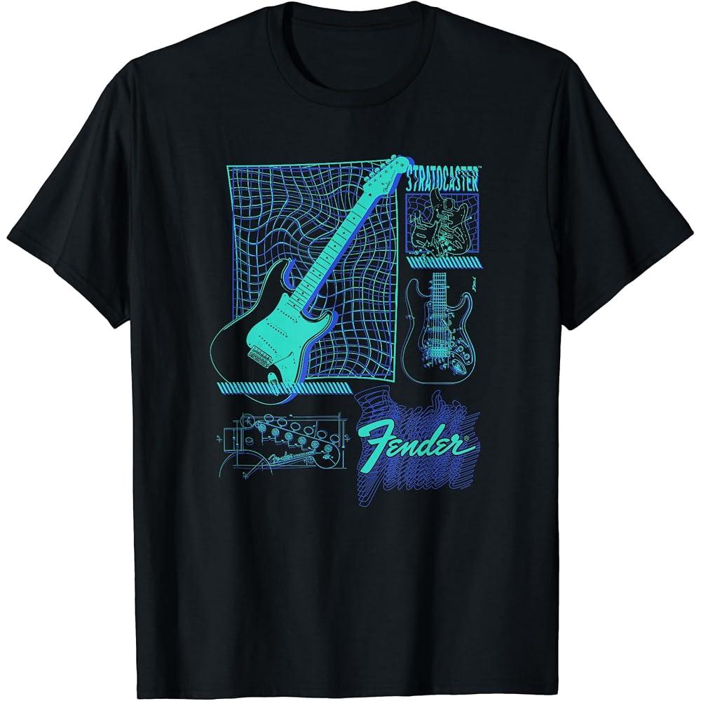 Fender Stratocaster Guitar Schematic Poster Tee