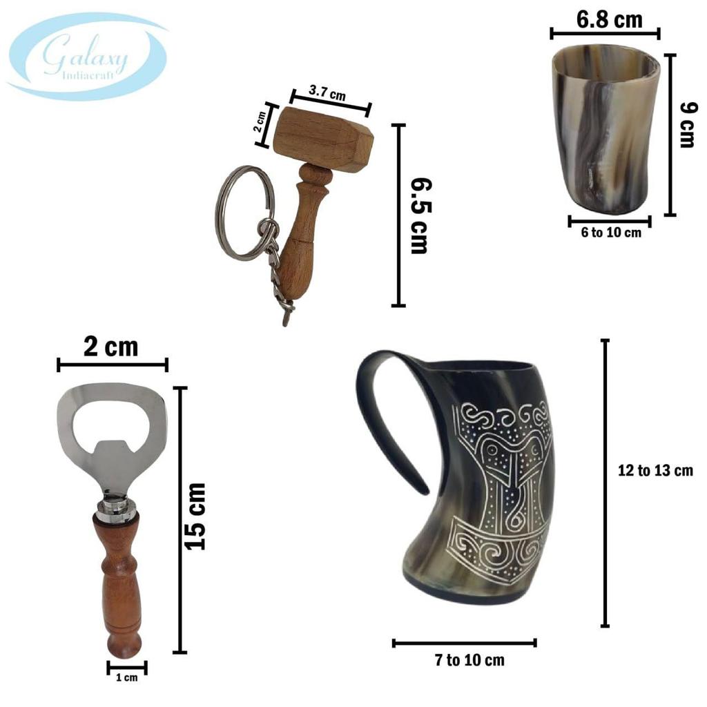 Viking Drinking OX Horn | Tankard | Mug | Cup for Ale, Beer, Mead, Wine, Shot Glass, Bottle Opener |100% Leak Free | Natural and Handmade