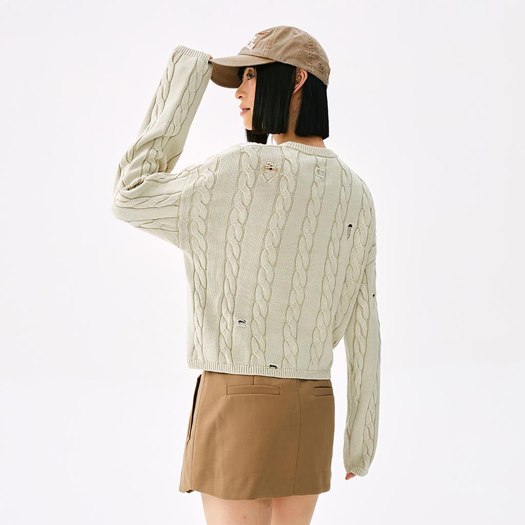 New MLB Preppy Style Collection Boston Red Sox 25FW Sweater Women's Light Sand 3FKPV0354-43SAL