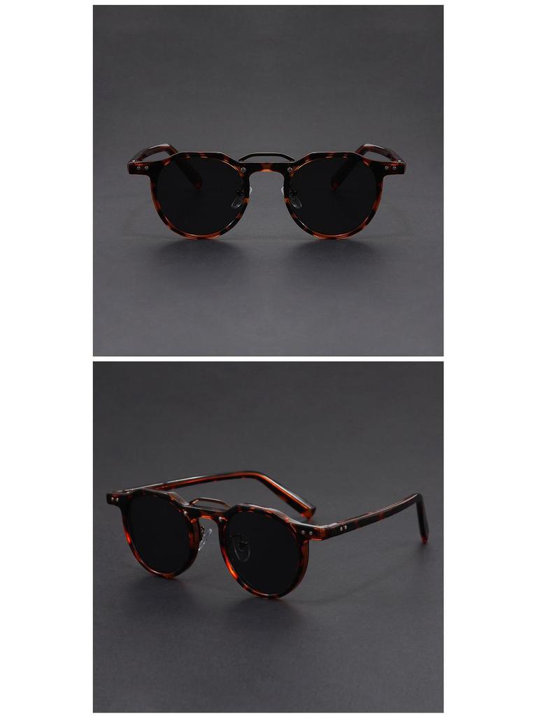 Small Round Frame Wood Grain Hip Hop Punk Sunglasses: European & American Street Style Fashion