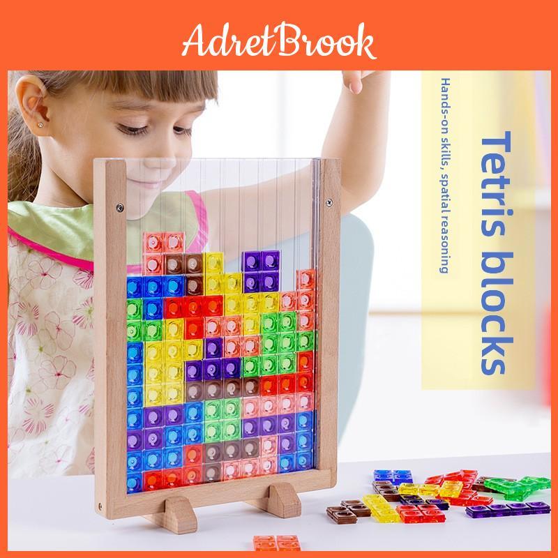 Holz Tetris 3D Puzzleblöcke für Kinder Pädagogisches Spielzeug zur Gehirnentwicklung für Frühes Lernen