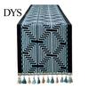 Jacquard Table Runner Geometric Runner, Colorful Triangles Vintage Floral Tassel Edge with Edges for Home Farmhouse Dining Decor Soft