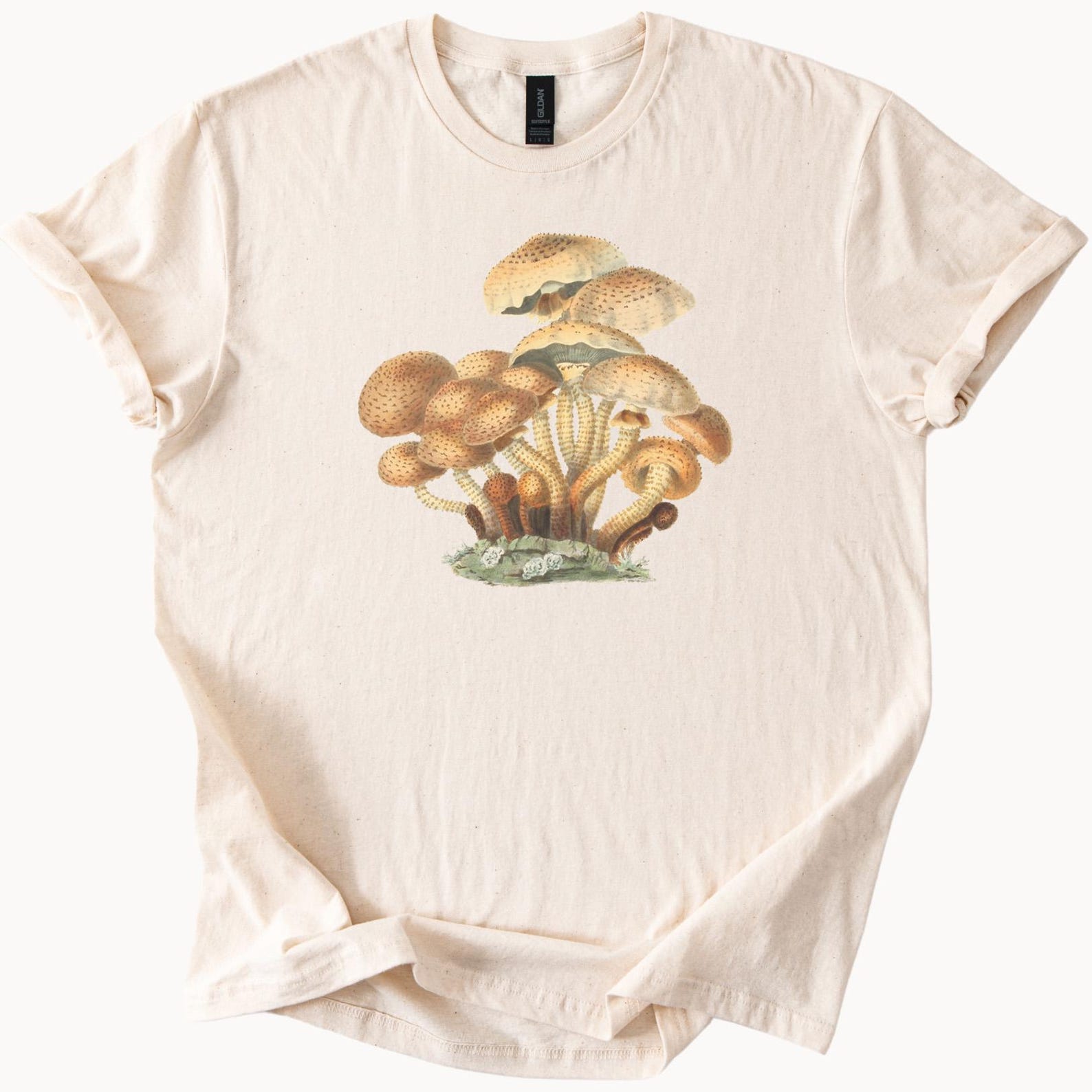 Mushroom Cluster Graphic T Shirt Botanical Fungi Nature Illustration Forest Mushroom Art Tee Aesthetic Mushroom Lover Gift Shirt 100