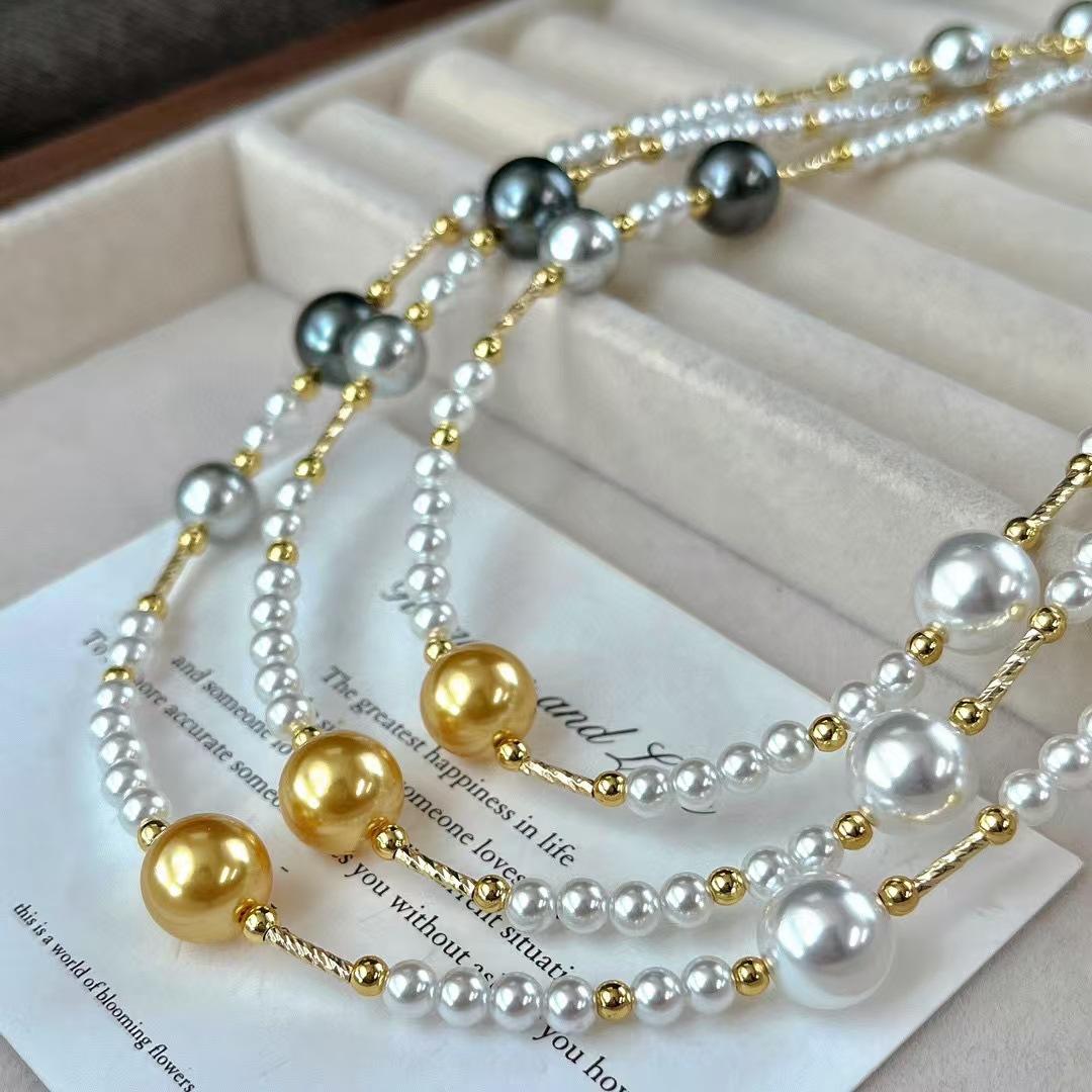 

Vintage Vibe High Quality High Gloss Artificial Pearl Mixed Color Candy Gypsy Collarbone Chain Necklace