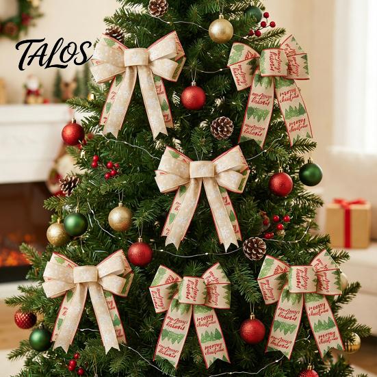 Sturdy Webbing Gift Toppers Christmas Bows for Wreath, Merry Craft Bow Ornaments, Winter Tree Large Fabric Trees Decoration Holiday Tree, Front Door,
