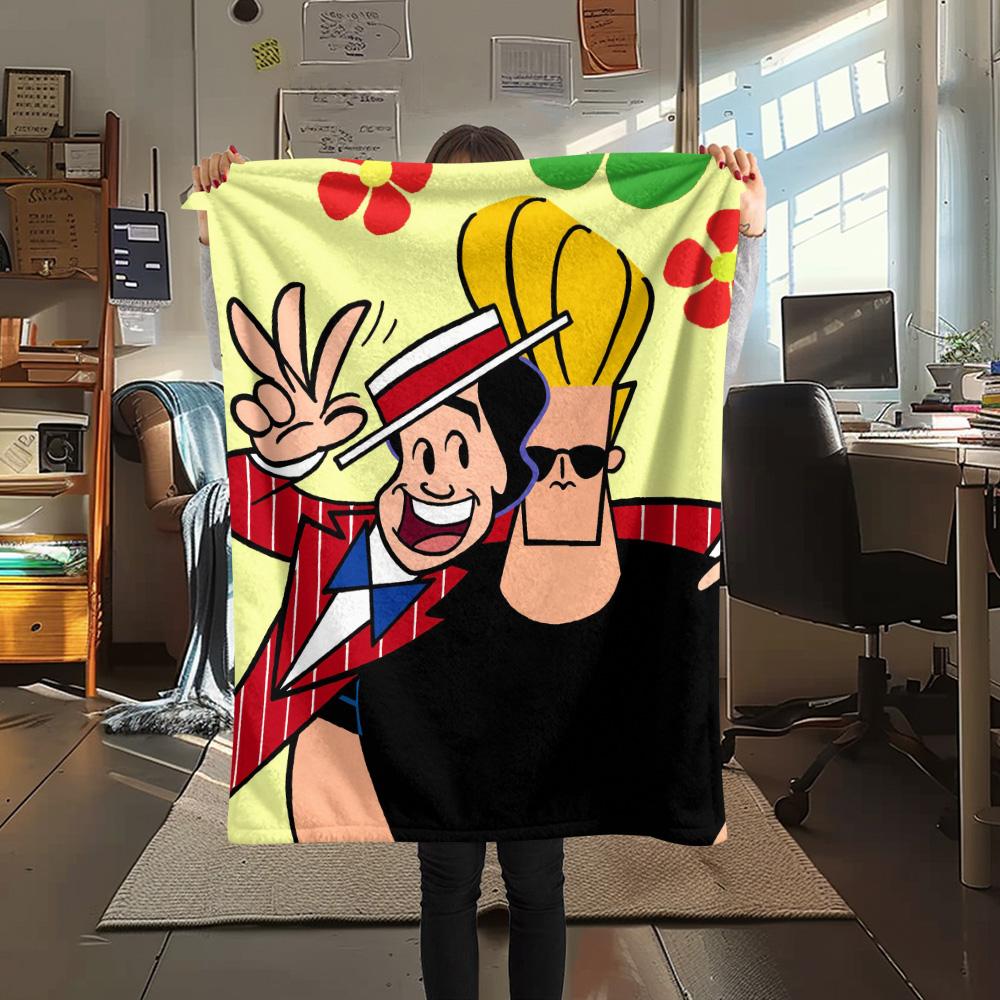 Coperta in Flanella con Stampa di Johnny Bravo, Alta qualità, Confortevole per Tutte le Stagioni, Arredamento per la Casa, Calore e Comfort