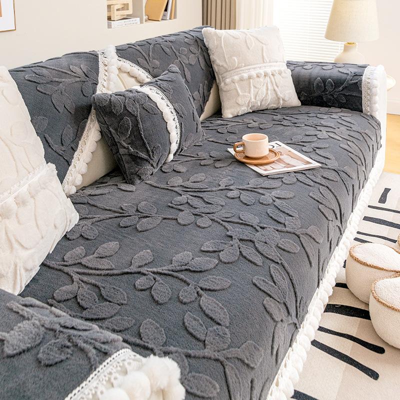 French Cream Style Sofa Cushion Autumn and Winter Plush Cushion Non-Slip Sofa Cover 2024 New Seat Cushion Cover Cloth