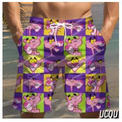 Pantaloncini Estivi da Uomo, Costume da Bagno a Quadri Rosa Leopardo, Pantaloncini da Spiaggia Hawaiani, Abbigliamento da Uomo