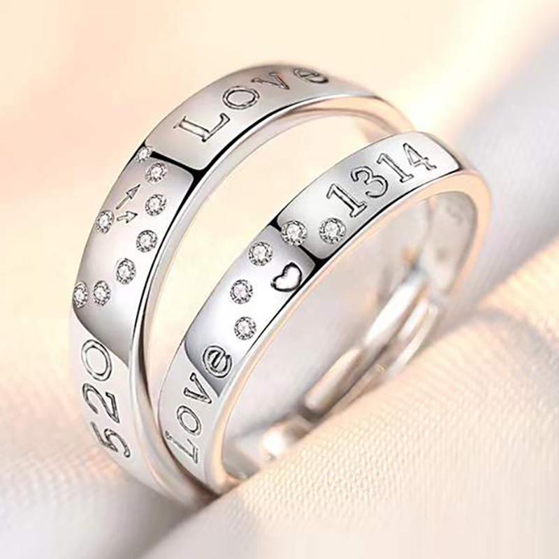 Korean Style Zircon Couple Rings: Elegant, Versatile, Adjustable Crown Design for Men and Women