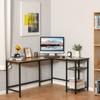 Industrial Design Office Desk Corner Desk 2 Shelves CPU Printer Stand Old Wood Look Black Metal