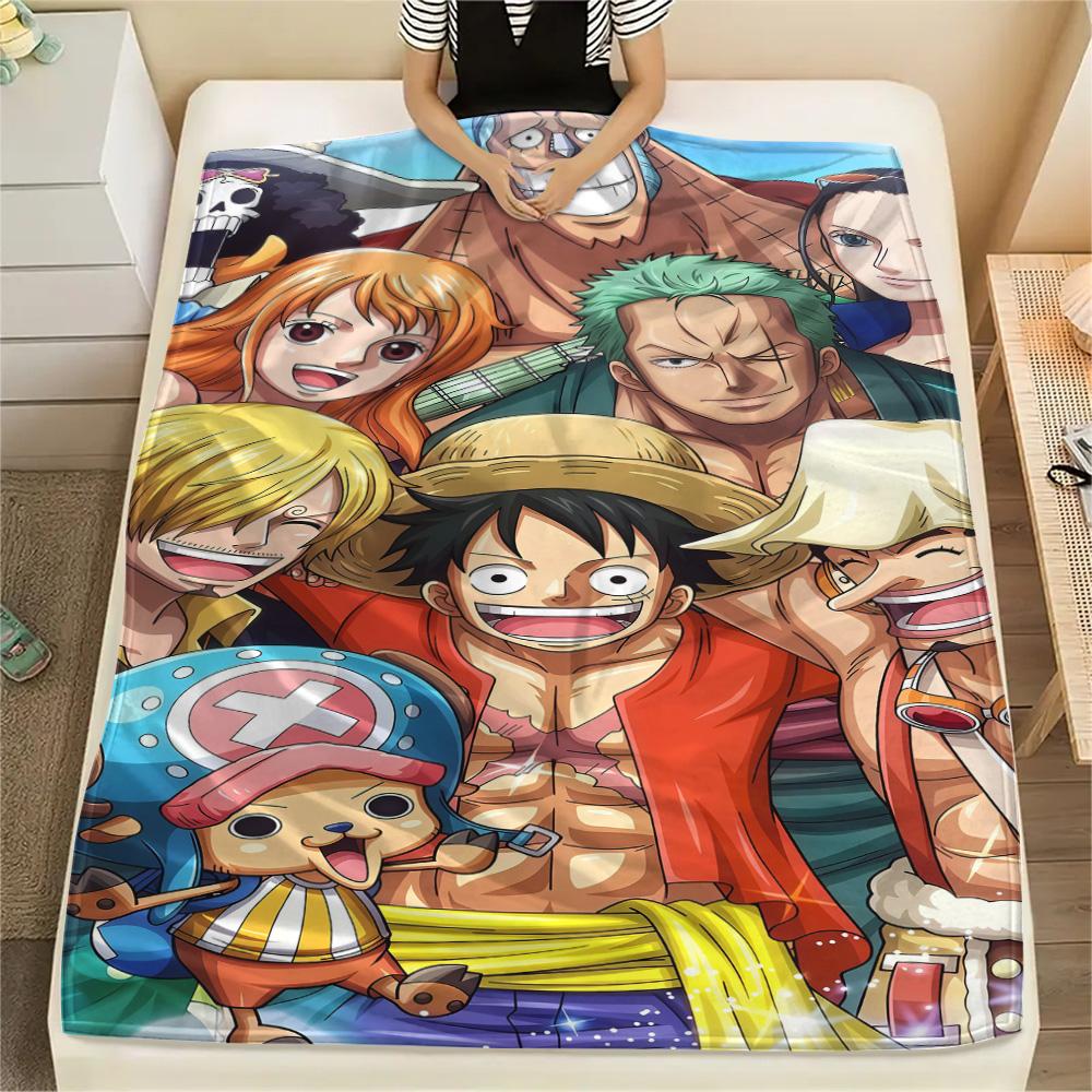 1PC Anime One Piece Patterned Flannel Blanket Suitable For All Seasons For Home Decor Warmth And Comfort Gifts Holiday Present