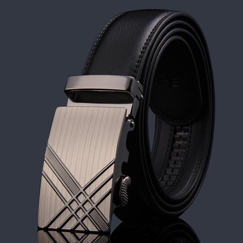 Cintura da Uomo in Vera Pelle con Fibbia Automatica - Design Casual e alla Moda in Pelle Bovina