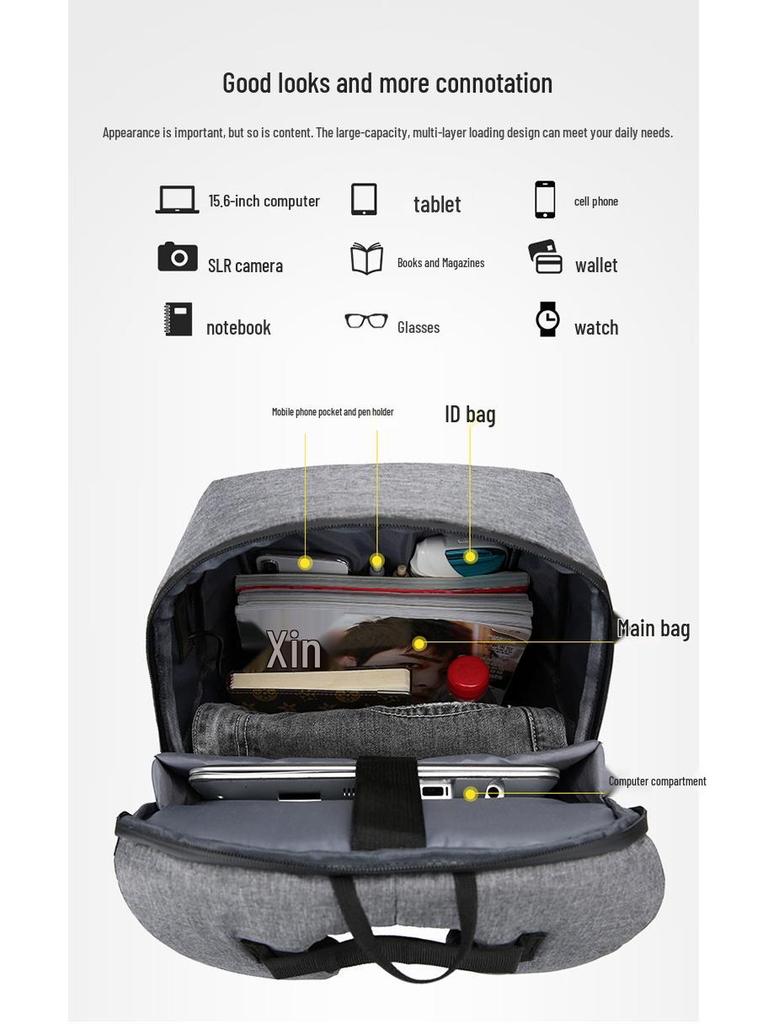 Men's Multi-Function Business Backpack with USB & Laptop Compartment