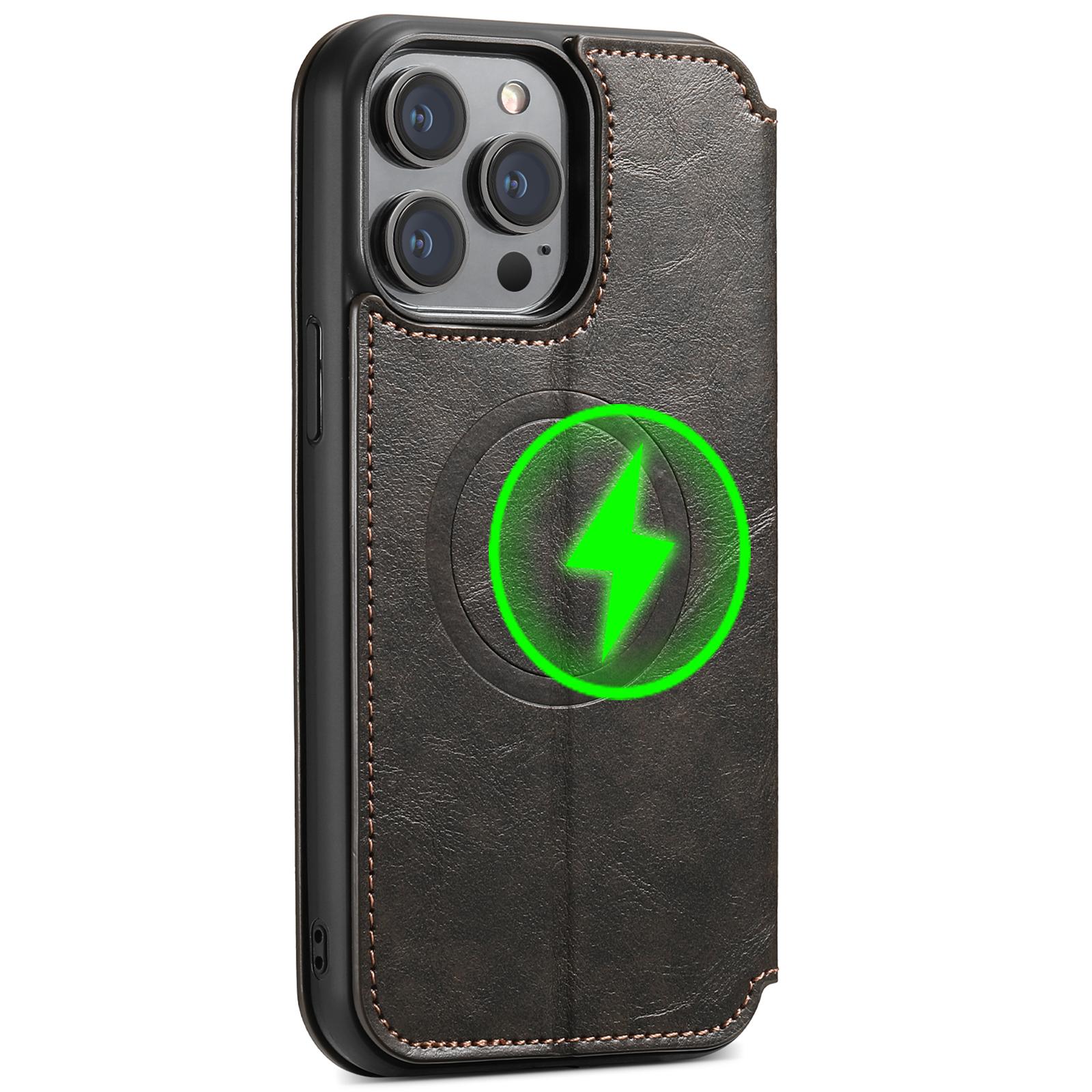 

Suteni Luxury Magsafe Pu Leather Phone Cases For Iphone 16 12 13 14 15 Pro Max Plus Ultra Flip Wallet Card Holder Case Cover iPhone 15 чорний