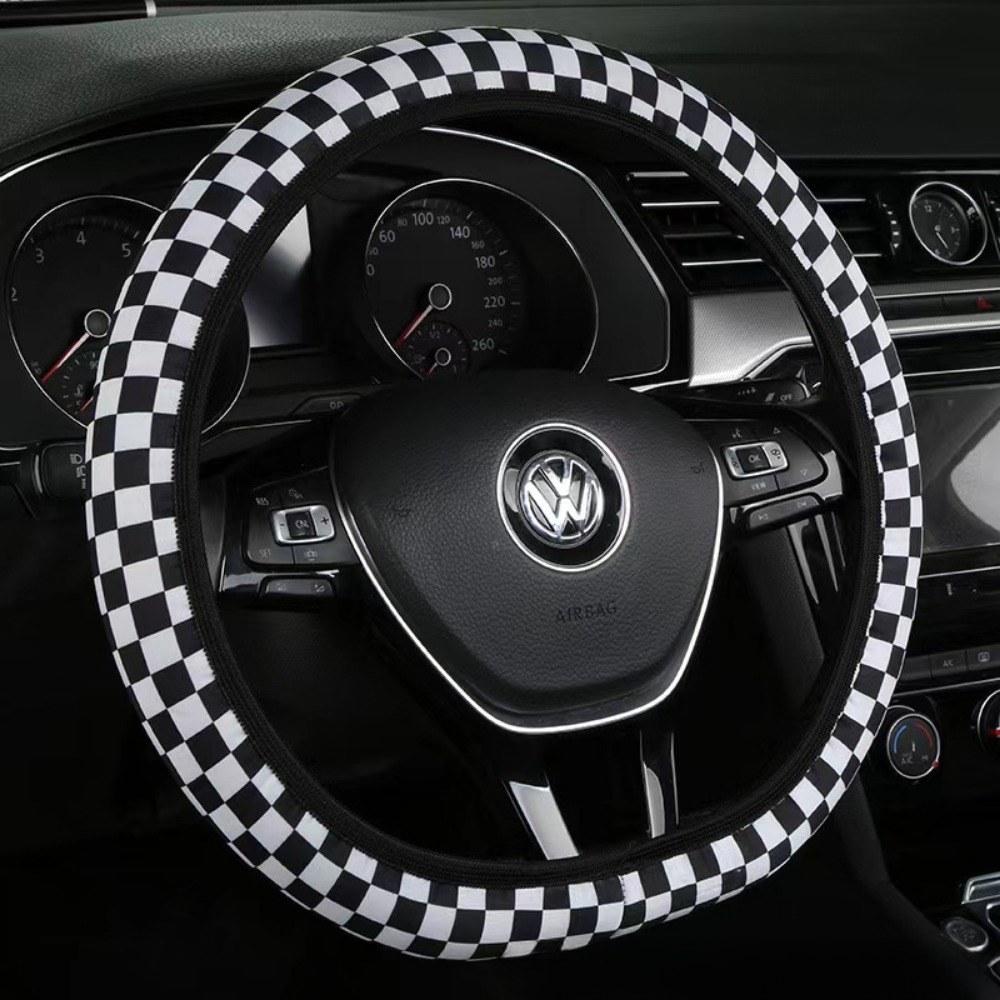 New Style Wheel Steering Protector Checkerboard Auto Car Steering Wheel Cover Plaid Universal 37-38cm Steering Wheel Protector
