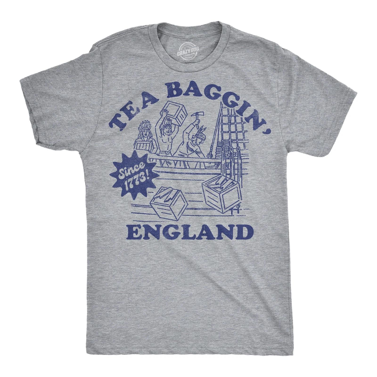 Mens Funny T Shirts Tea Baggin England Sarcastic Fourth Of July Graphic Novelty M