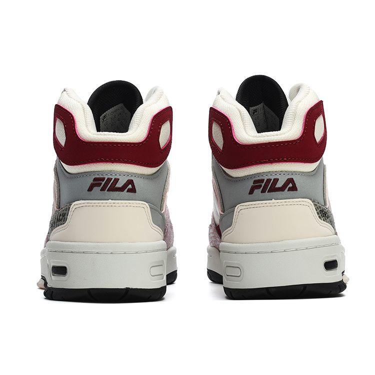 Fila Fusion Teratach Fabric Synthetic Leather Mid-Top Retro Basketball Shoes Women sneaker Violet Ice Cordovan-Red T12W243211FVC