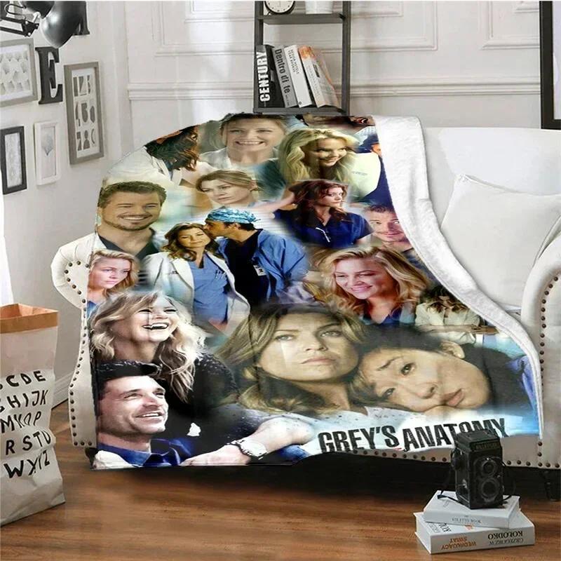 TV Figures G-Grey's Anatomy Throw Blanket Soft Flannel Thin Blankets for Bed Sofa Cover Bedspread Picnic Cooling Gift Home Deco