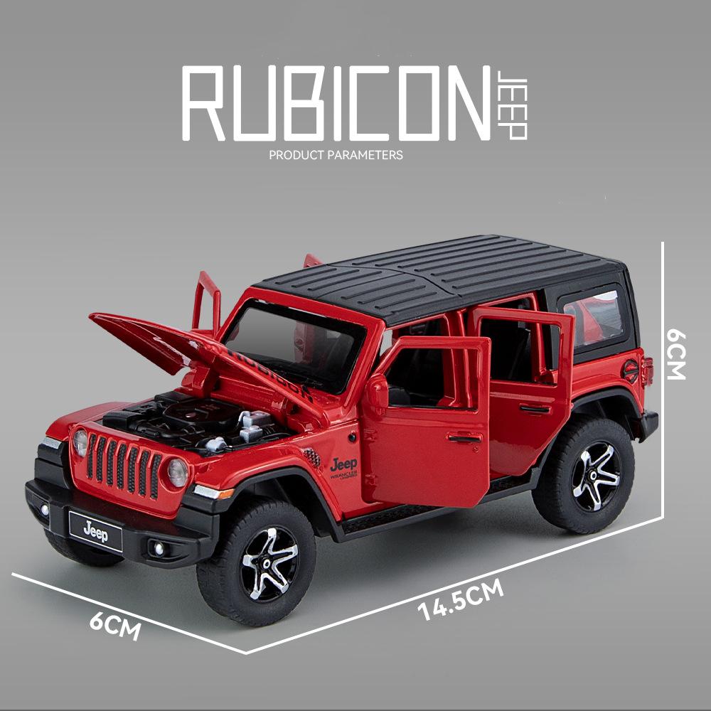 1/32 Jeeps Wrangler Rubicon Vehicle Model Car Toy High Simulation Sound and Light Off-road Alloy Collection Toy Car for Children