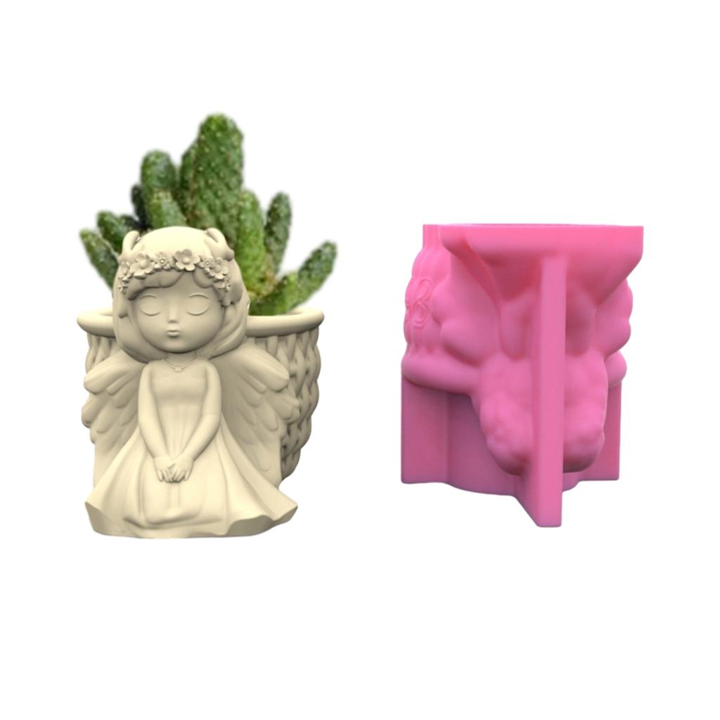 Flower Pot Silicone Mold Concrete Cement 3D Girl Flowerpot Mould Plaster Molds Candle Holder Epoxy Resin Mould Crafts