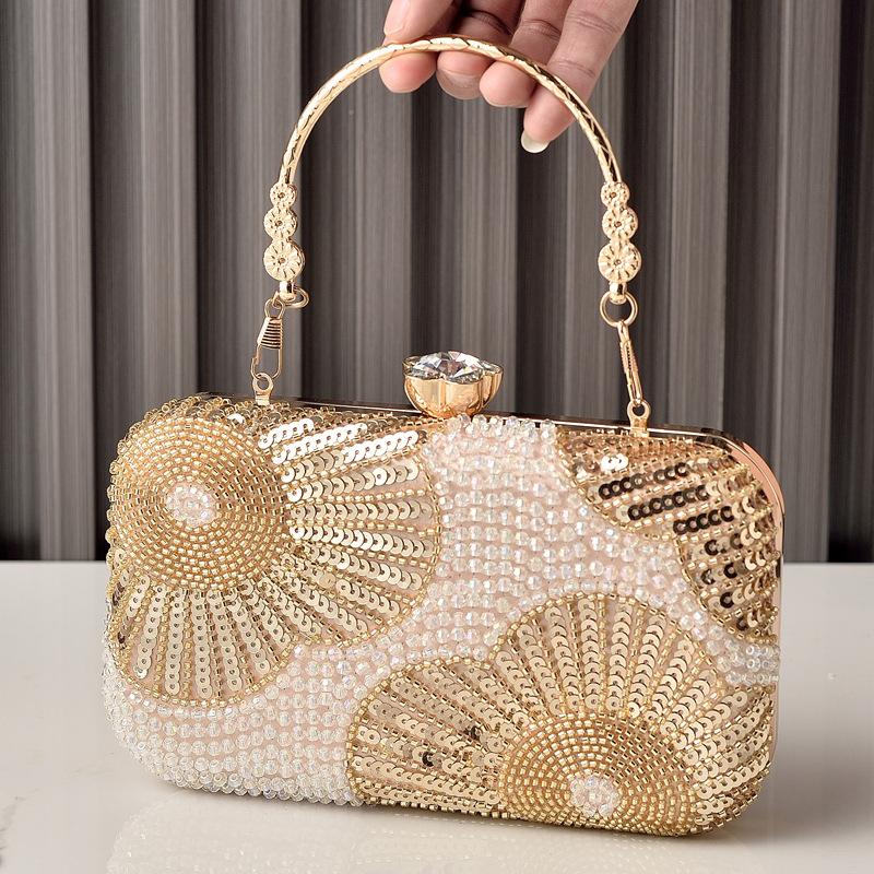 

Handmade Beaded Pearl Evening Bag Small Bags luxury Designer Summer Purses for Women Ladies Diamond Clutch Crossbody Bags 2026 золотой