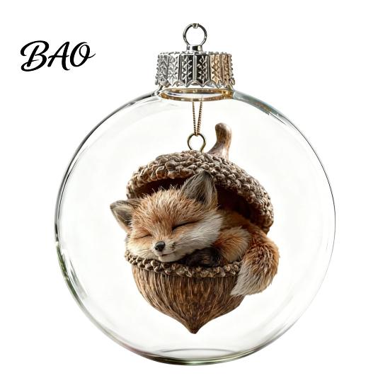 Palline con Scena Invernale 3D, Ornamento Luminoso della Storia di Natale, Luce?Ornamento Sfera da Appendere con Animali Mini Up con Luce LED Calda Festiva per Decorazione Interna, Carino