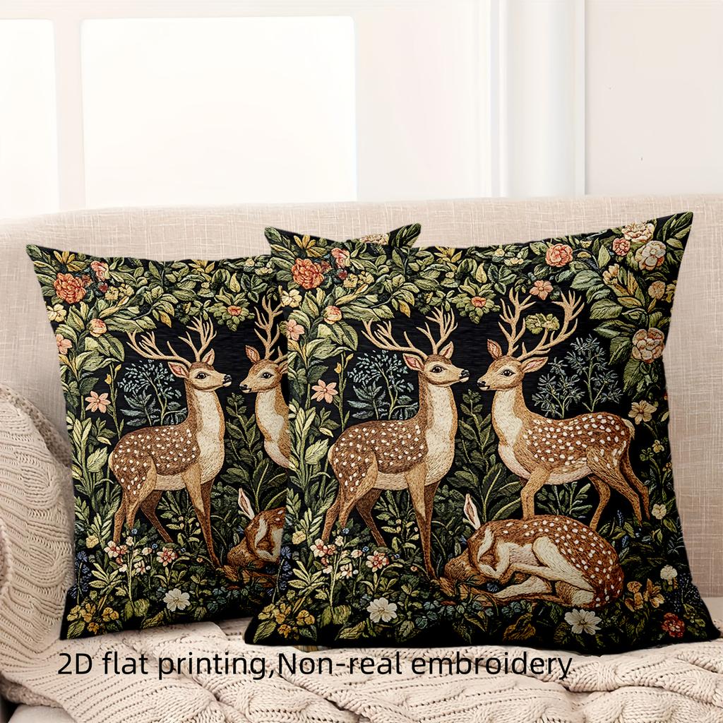1 Pieces Deer Floral Pattern 2D Printed Pillow Cushions Polyester pillowcase, sofa decorative cushion cov Headboard Pillow