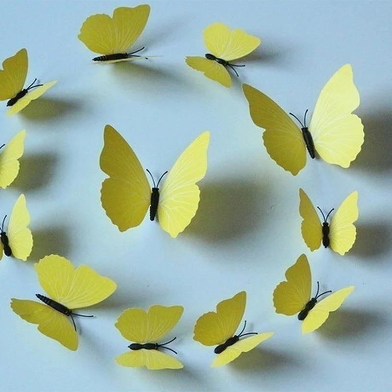 12pcs/Set Home Butterfly Stickers Simulation 3D Butterfly Wall Decoration Colorful Butterfly Creative Bedroom Wall Decals