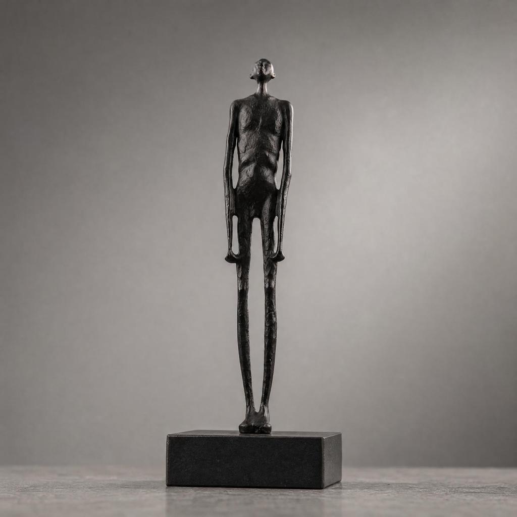 Standing Abstract Figure Sculpture with Rectangular Base Solid Decorative Object