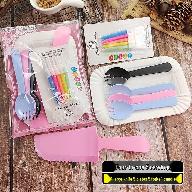 Disposable Birthday Cake Tableware Set