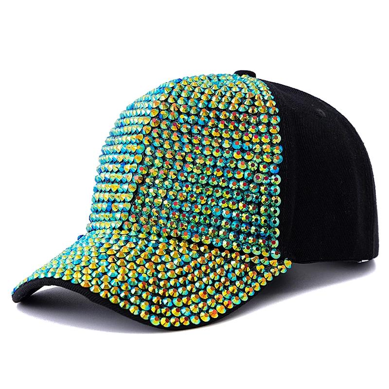 

Горячая Распродажа Женская Регулируемая Бейсболка с Алмазной Инкрустацией Повседневная Простая Модная Уличная Кепка Для Отдыха На Природе 56cm-60cm