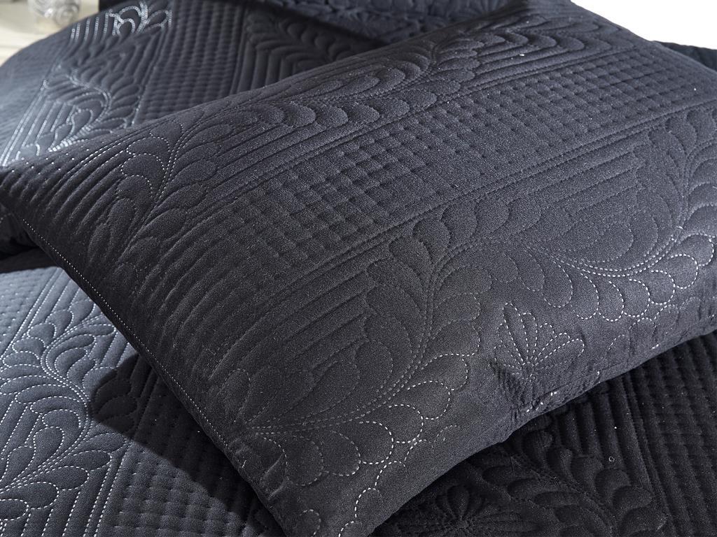 Sada přehozů Sena Double Size, Pokrývka 230x250 s povlakem na polštář černý