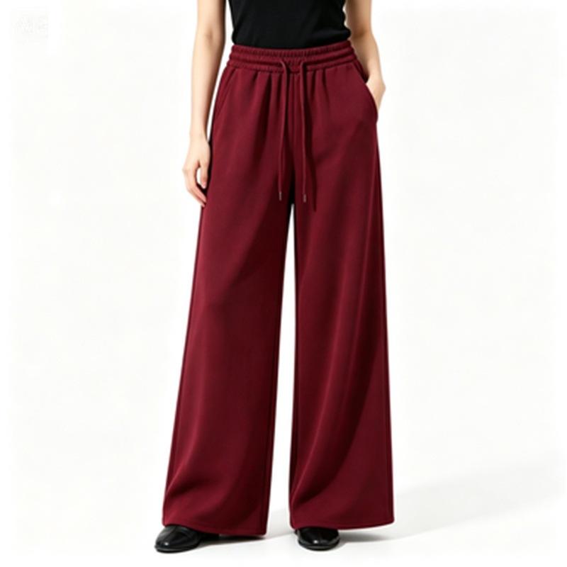 Fleece Women's Pants Solid Color Casual Versatile Wide-footed Pants Sweatpants Loose Outer Trousers