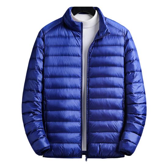 Men Cotton Coat Stand Collar Long Sleeve Zipper Closure Lightweight Jacket