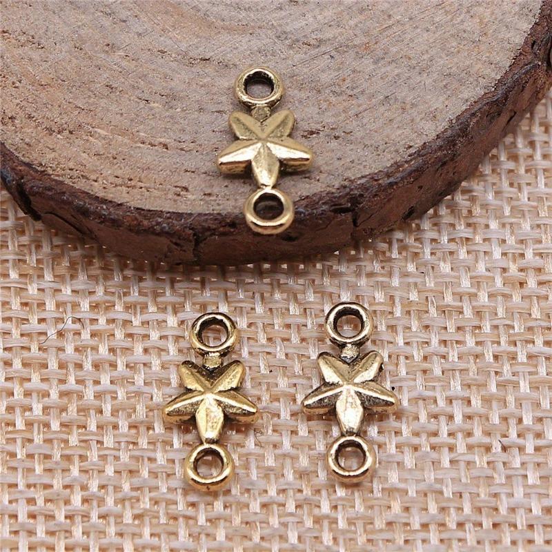100 Stück/Beutel 15x7mm Fünfzackiger Stern Stil Verbinder Handgefertigte Anhänger Anhänger DIY für Armband Halskette.