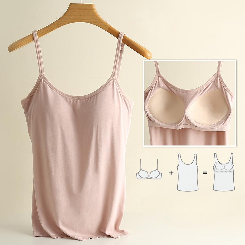 

Модальный жилет-камисоль для женщин с бюстгальтерными подушечками Нет необходимости носить бюстгальтер Тонкий спортивный чашечка Интегрированное женское нижнее белье 2XL