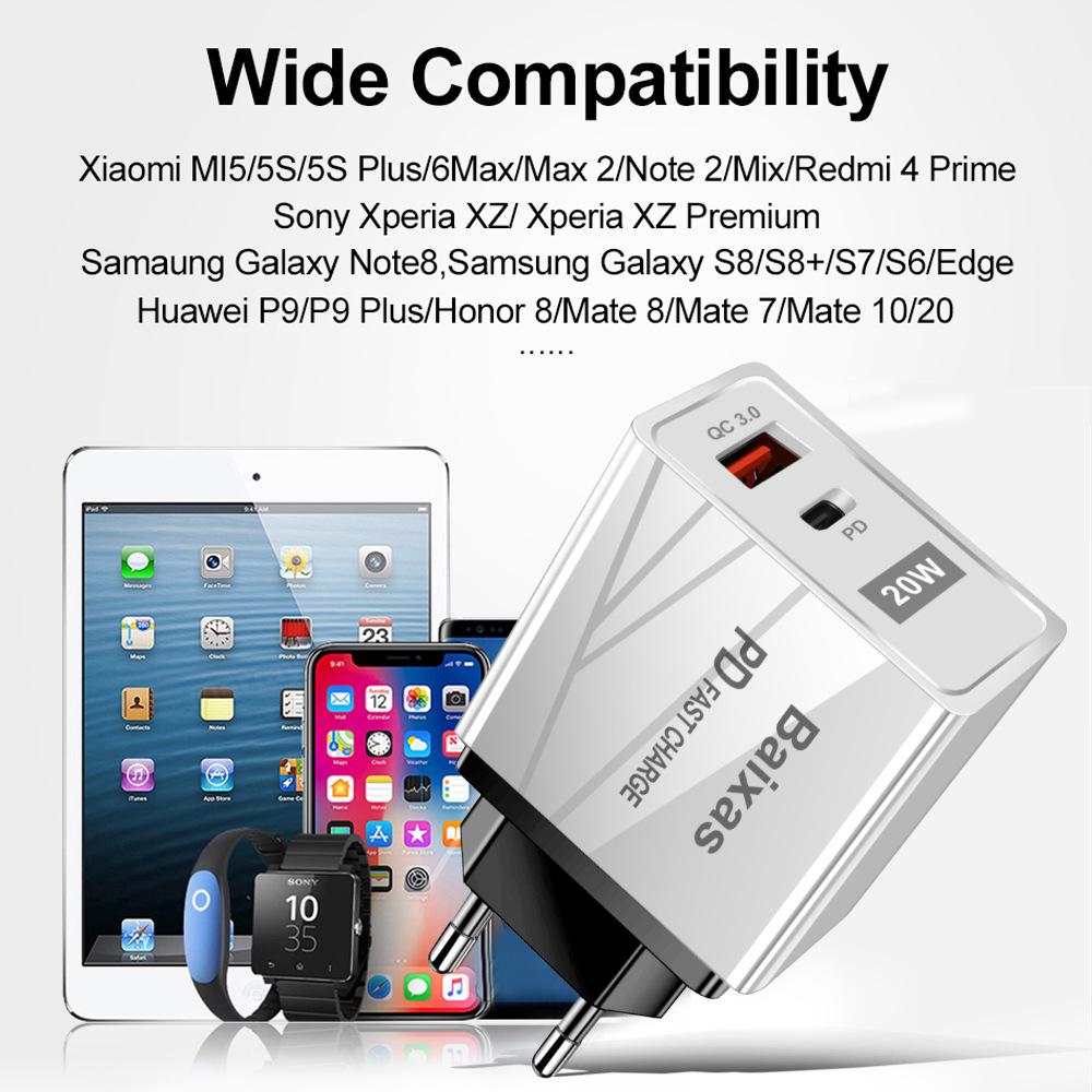 EU/UK/AU QC3.0+PD Multi-Voltage Fast Travel Charger with USB Port