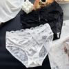 Ladies Spring and Summer Cute Sexy Lace Edge Hollowed Out Ice Silk Mesh Briefs