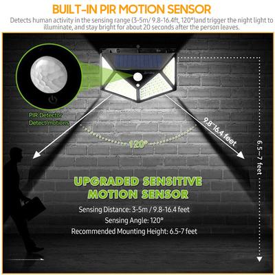 Solar Wall Light Motion Sensor 100 LEDs Outdoor Waterproof Solar LED Wall Lamp PIR Solar Powered