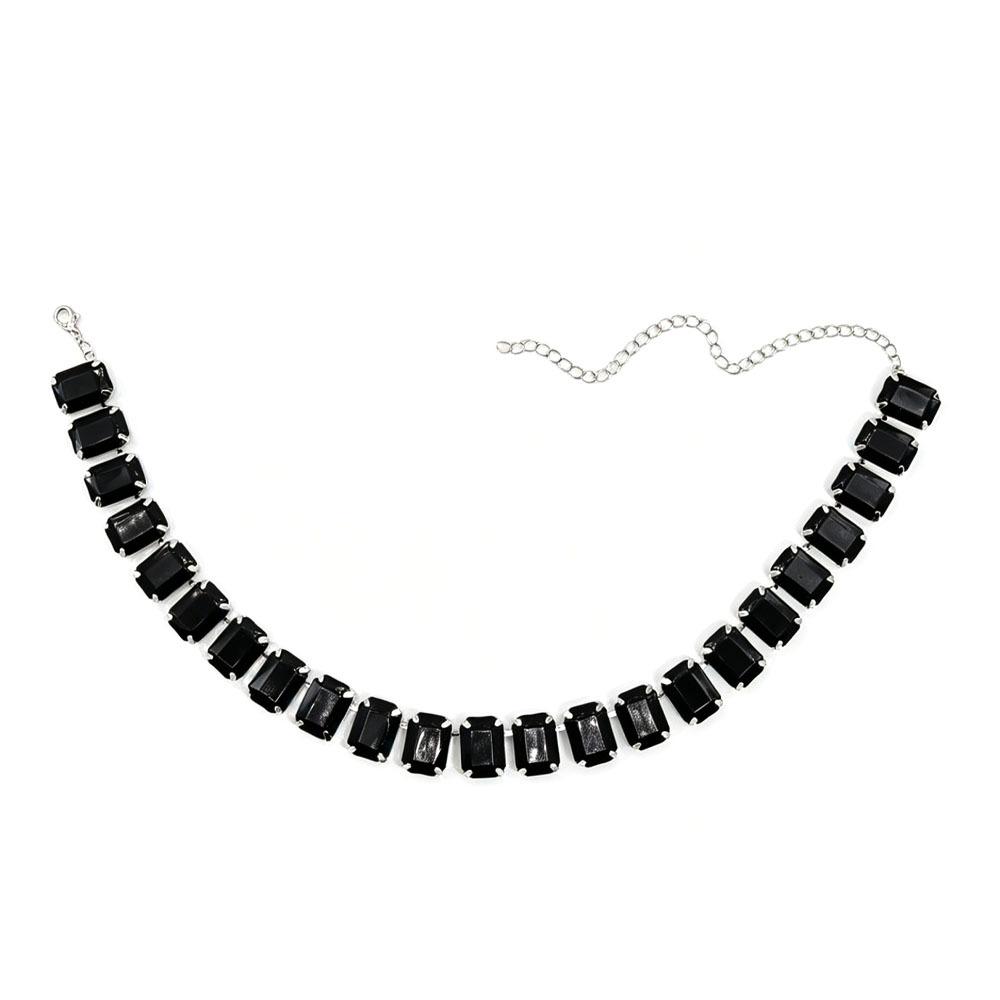 Square Colorful Crystal Choker Necklace Light Luxury for Women Party Gift