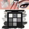 9-shade Eyeshadow Palette: Black Swan, Smoky, Dark Black, Grey Silver Glitter, Matte Finish, Long-lasting, and Easy To Color