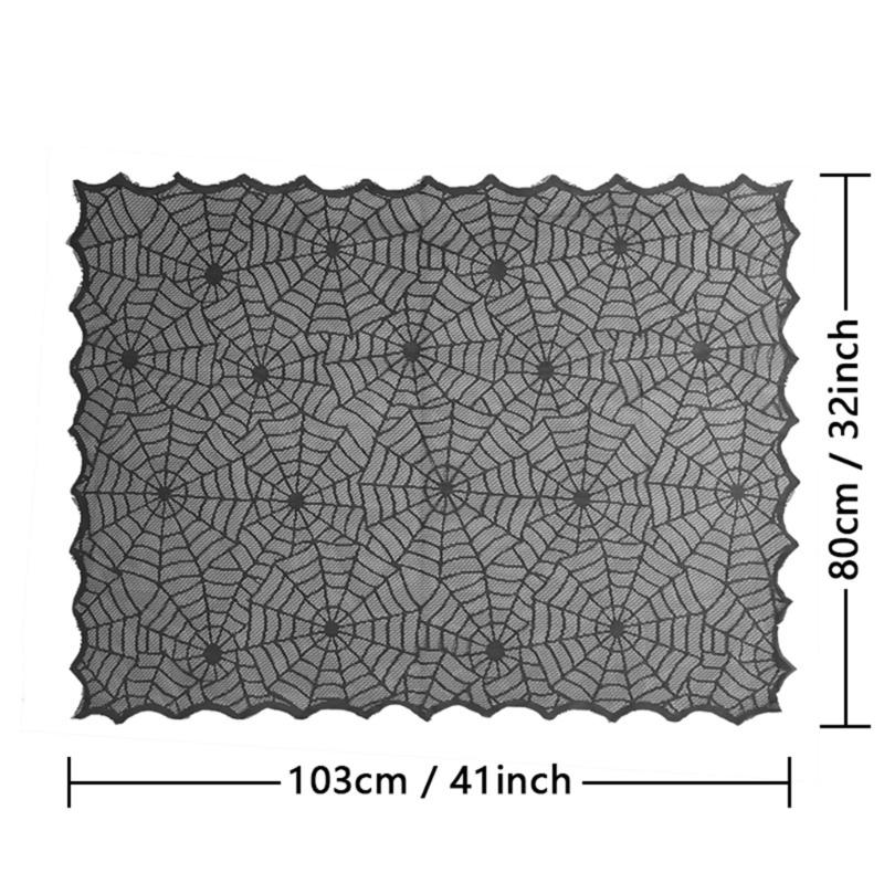 Scary Halloween Table Cover, 32x41inch Rectangles Festival Black Lace Tablecloth Decoration for Festives Occasion